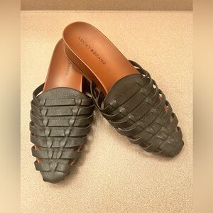 Lucky Brand DOERID Black Leather Mules Shoes Sandals Size 10